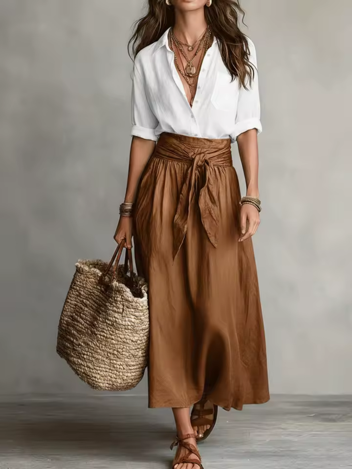 Elara™ | Elegant Two-Piece Set With Midi Skirt