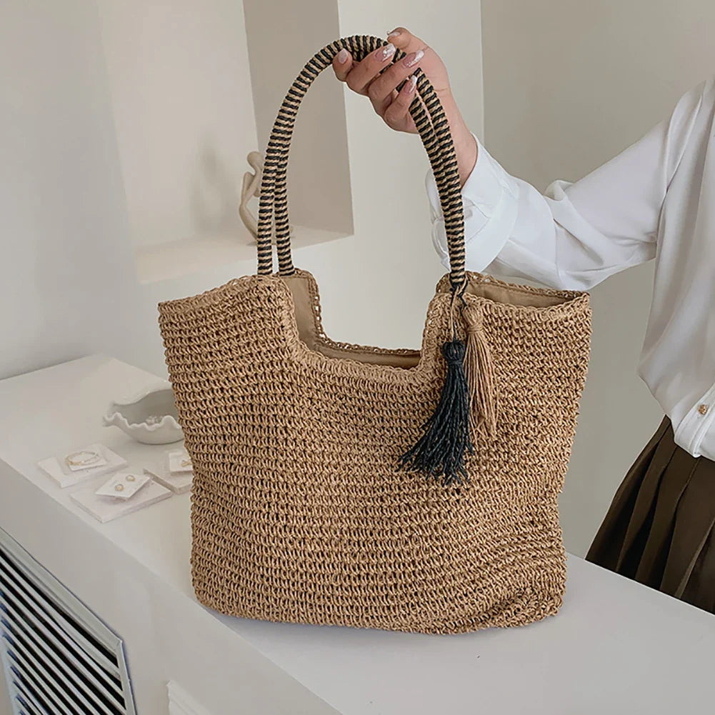 Elara | Woven Tassel Shoulder Bag