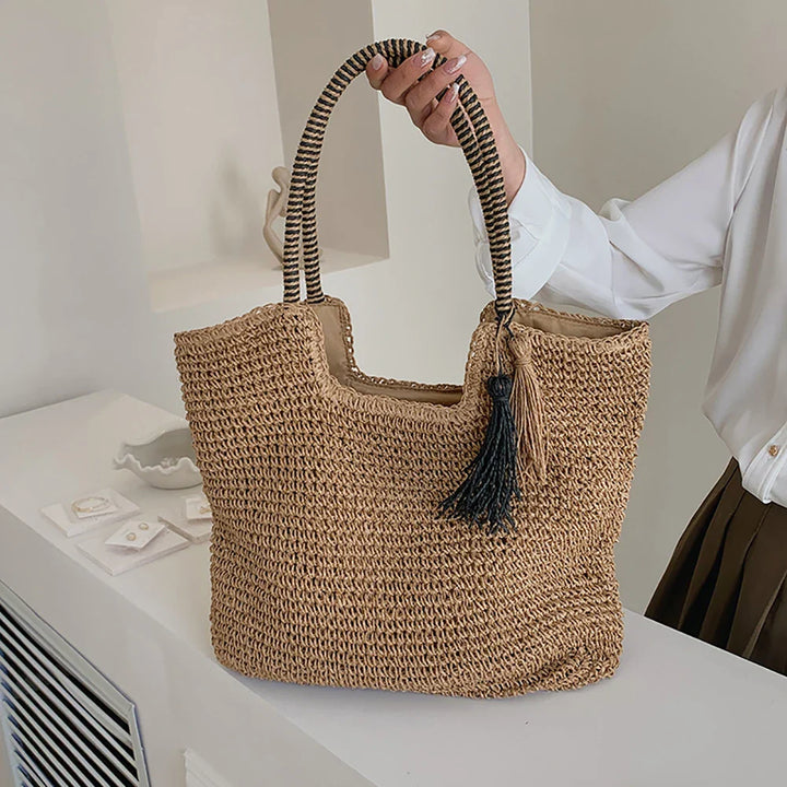 Elara | Woven Tassel Shoulder Bag