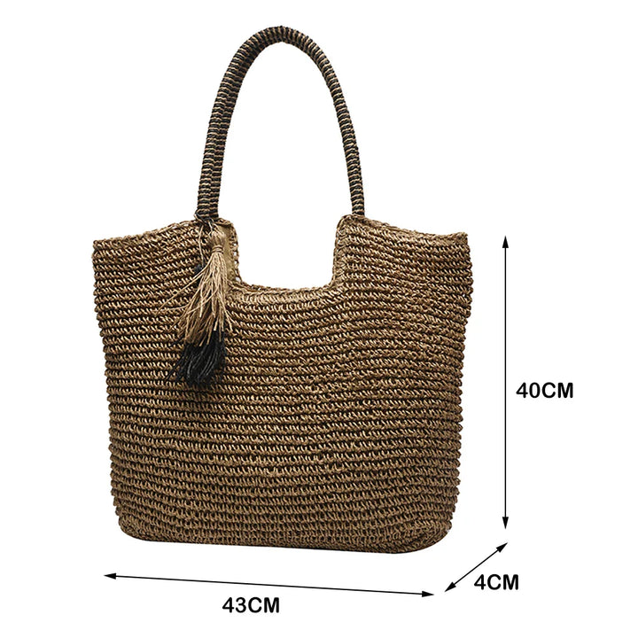 Elara | Woven Tassel Shoulder Bag