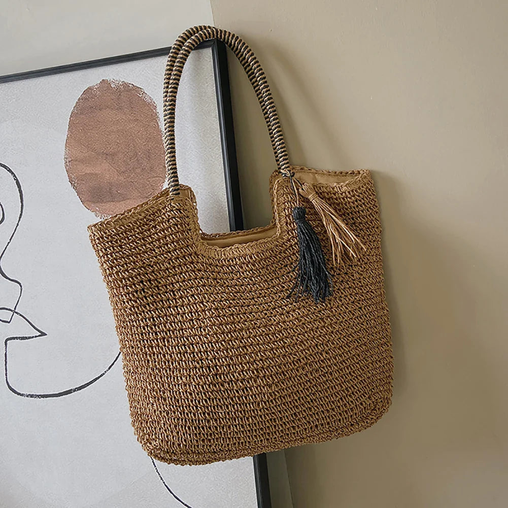 Elara | Woven Tassel Shoulder Bag